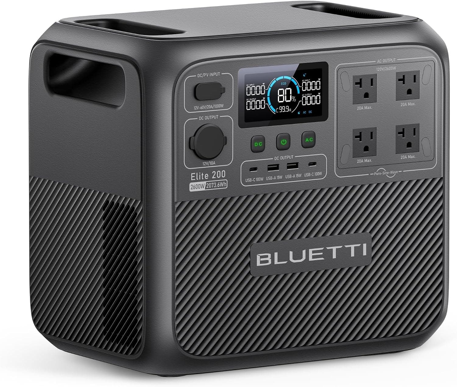 Gerador solar portátil Bluetti Elite 200 V2 de 2.073,6 Wh