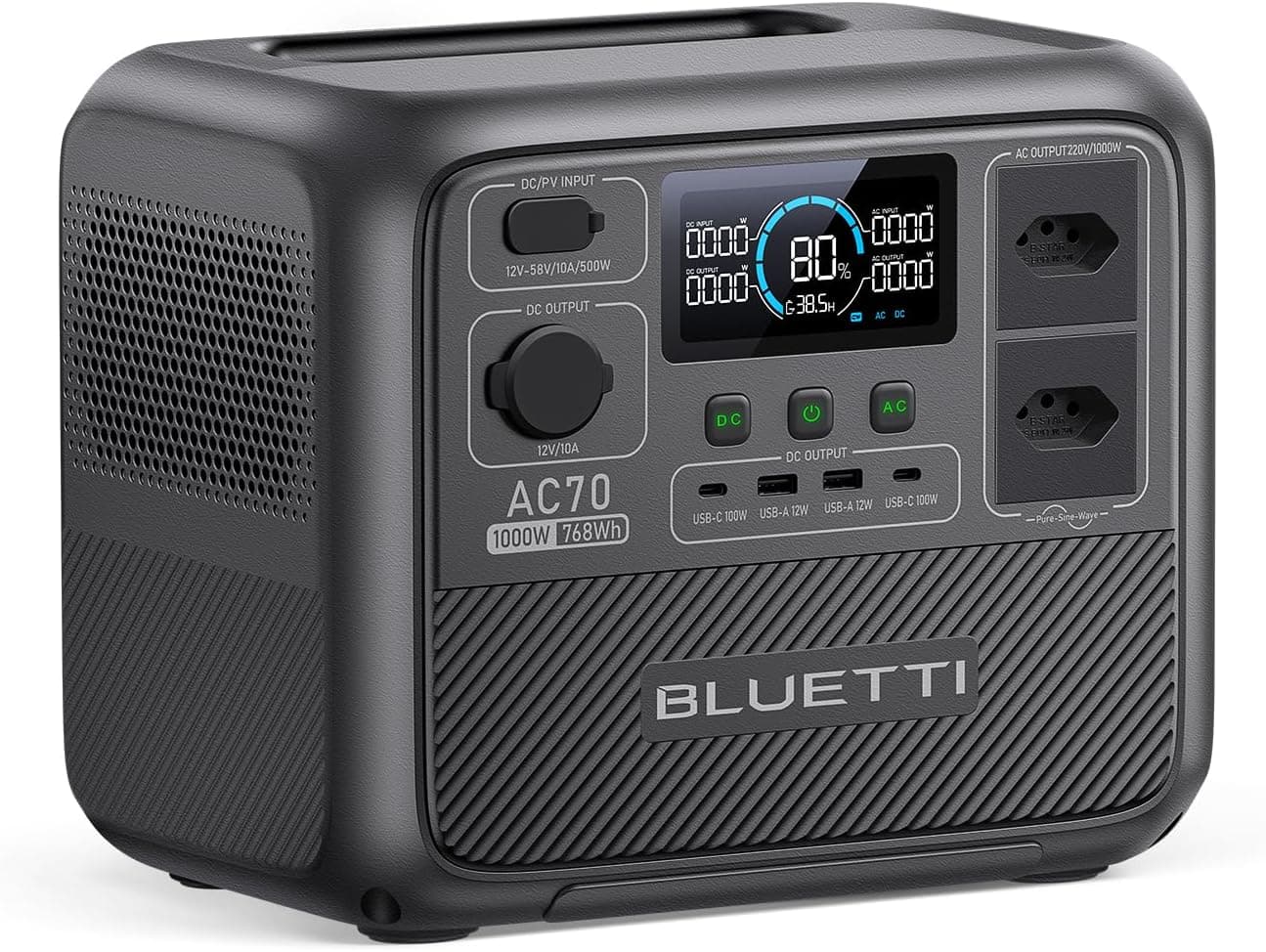 Estação de energia portátil Bluetti AC70 de 768 Wh